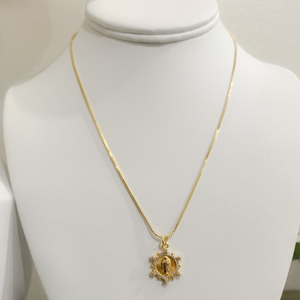 Dainty Virgin Mary Necklace | 14K Gold Filled - Picture 4 of 8